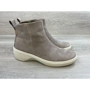Ecco Soft 7 Women's Boot Ankle Wedge Heel Nubuck Leather Comfort 8.5 Gray Shoes